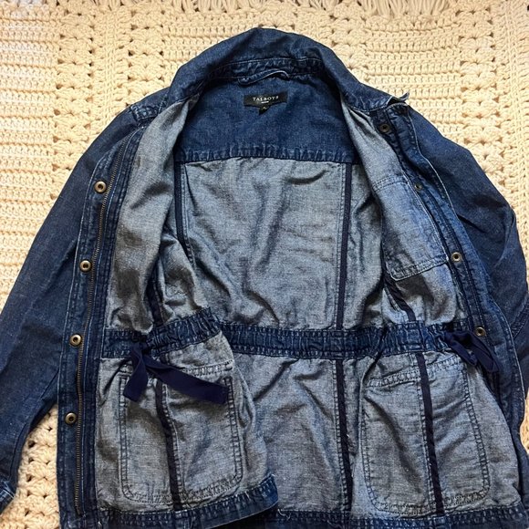 Talbots Denim Field Jacket w Zip and Snap Front Closure Size Petite P EUC - Picture 4 of 6